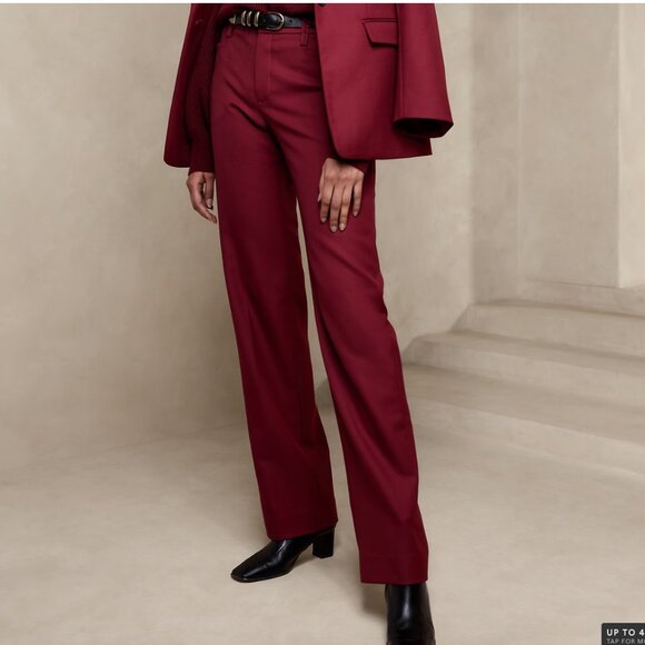 NWT Banana Republic Lido Straight Italian Wool Pant red 14 - Picture 2 of 4